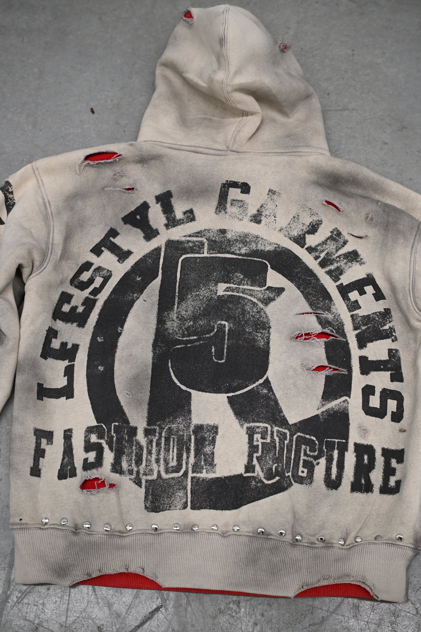 “AGED DISTRESSED” ZIP-UP HOODIE